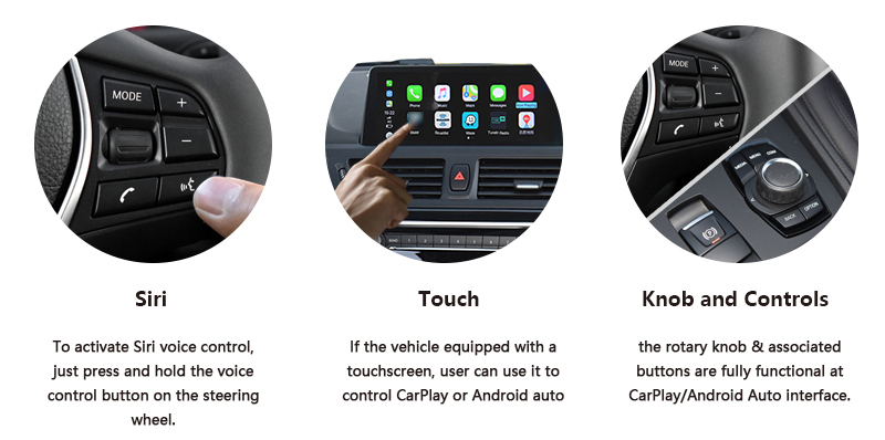 Wireless CarPlay AndroidAuto Smart Module for BMW 1 2 3 Series E87 E88 E90 E91 F22 F23 F30 F31-Control method.jpg