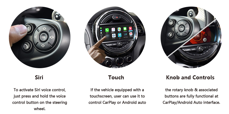 Wireless CarPlay AndroidAuto Smart Module for MINI Countryman Clubman Cabrio Cooper Works iSmart auto Wireless CarPlay for BMW R50 R52 R53 R54 R56 R60 R61 F54 F57 F60-Control method.jpg
